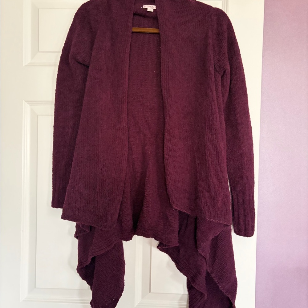 Merona chenille waterfall cardigan sweater chenille Burgundy Purple Women's XS